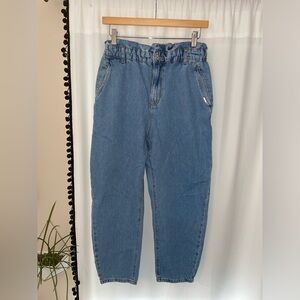 Zara denim paperbag waist jeans women’s 6 cinched waist baggy fit jean relaxed